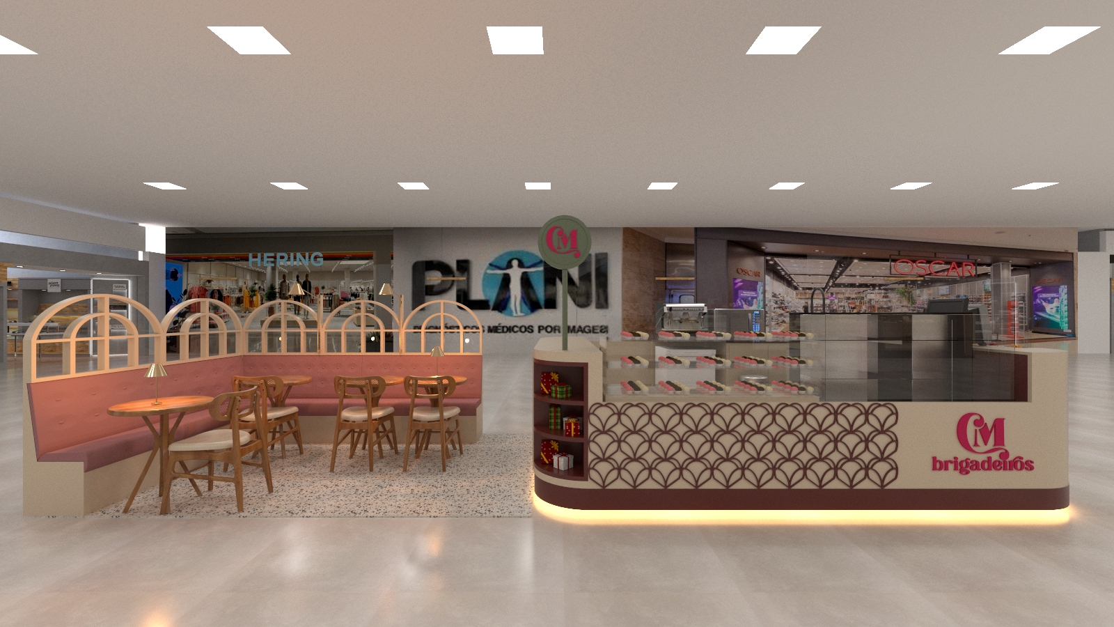CM Brigadeiros — kiosk em shopping projetado pela Assis Carrer